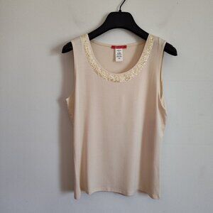 Ladies SZ S Anne Klein Ivory Sequin Tank Sweater